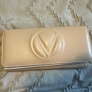 Valentino Classic Leather Clutch Wallet in Light Beige (Cream)